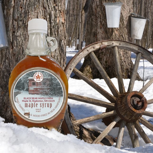 Adesivo Redondo Xarope de Balde do Urso de Florestas Mapeando Folh (Criador carregado)