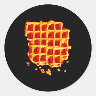 Adesivo Redondo Xarope de Waffle Belga Café da Manhã Lanche Waffle