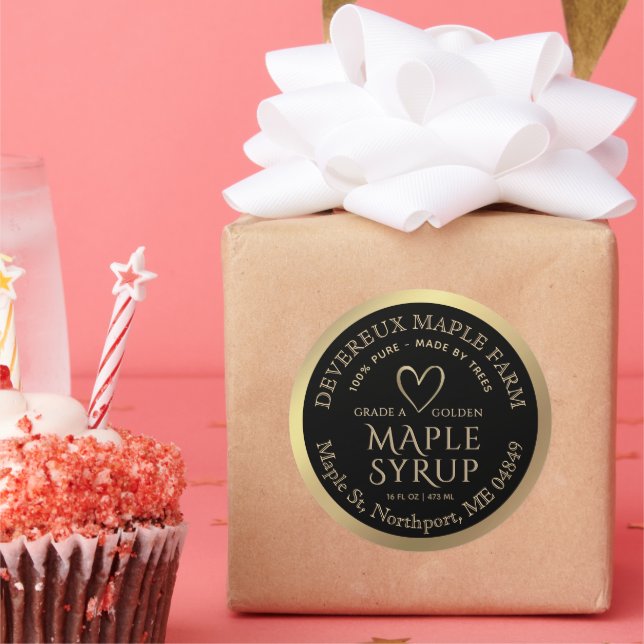 Adesivo Redondo Xarope Maple 100% Puro Feito por Árvores Douradas (Festa)