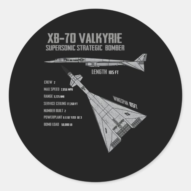 Adesivo Redondo Xb-70 Valkyrie (Frente)