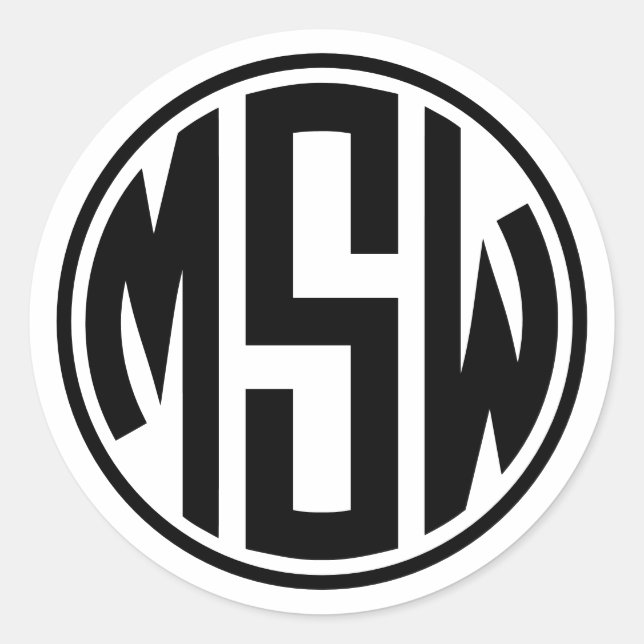 Adesivo Redondo XClassic Vine Script 3 Cores Iniciais Monagram DIY (Frente)