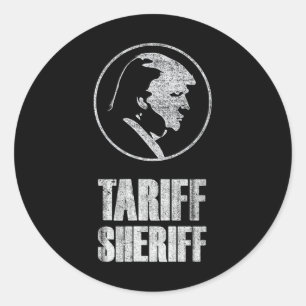 Adesivo Redondo Xerife de Tarifa Engraçado Presidente Trump Sátira