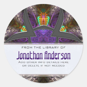 Adesivo Redondo Xerikan Fractal Bookplate Sticker