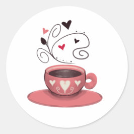 Adesivo Redondo Xícara de café rosa