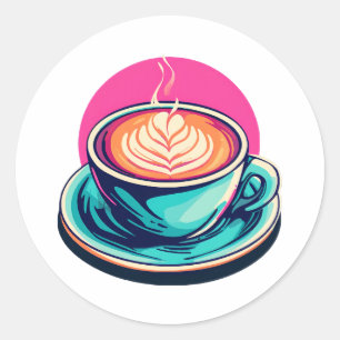 Adesivo Redondo Xícara de cappuccino