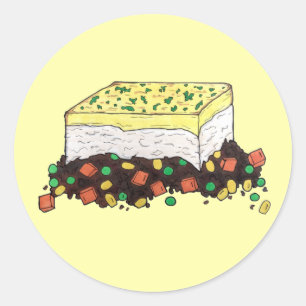 Adesivo Redondo Xícara de carne de pastor Comida inglesa