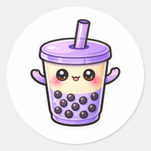 Adesivo Redondo Xícara de Chá Bubble Kawaii Fofa