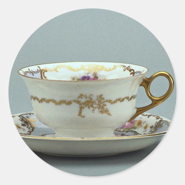 Adesivo Redondo Xícara de chá e pires do século 20, Baviera, Alema (Frente)