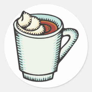 Adesivo Redondo xícara de chocolate quente com chantilly