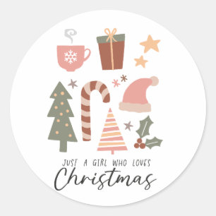 Adesivo Redondo Xmas Deu Apenas Uma Menina Que Ama O Natal