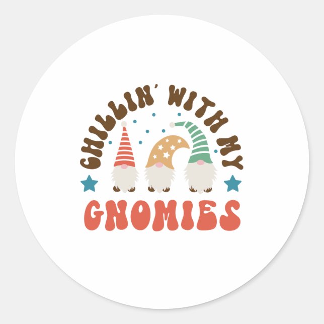 Adesivo Redondo Xmas Gift Chillin Com Meus Gnomos (Frente)
