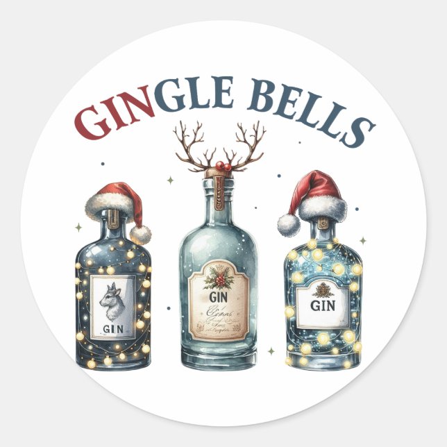 Adesivo Redondo Xmas Gift Gingle Bells (Frente)