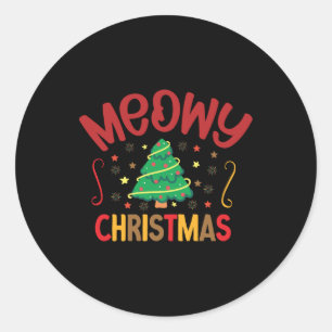 Adesivo Redondo Xmas Gift Meowy Natal