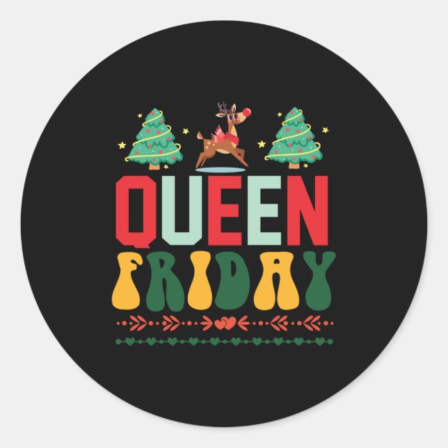Adesivo Redondo Xmas Gift Queen Sexta-feira (Frente)