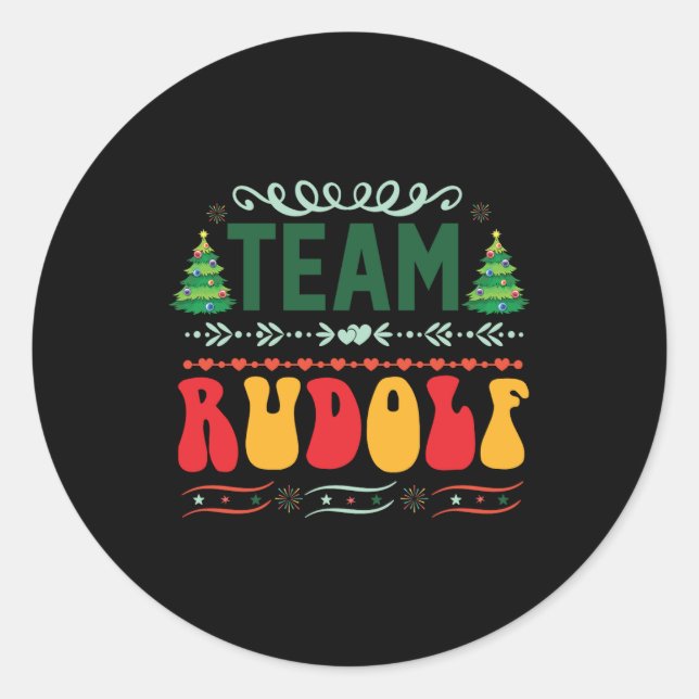 Adesivo Redondo Xmas Gift Team Rudolf (Frente)
