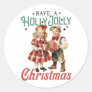 Adesivo Redondo Xmas Gift Tem Um Natal Holly