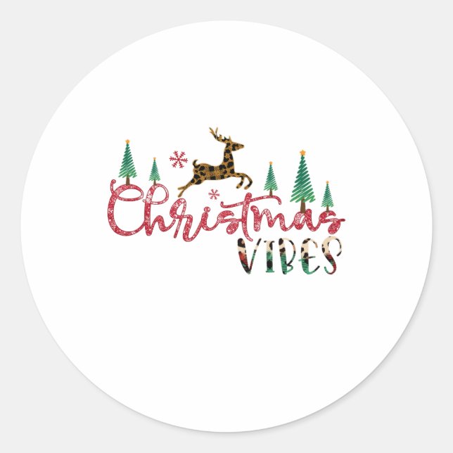 Adesivo Redondo Xmas Gift Vibes de Natal (Frente)