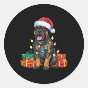 Adesivo Redondo Xmas Iluminação Chapéu do Papai Noel Cane Corso Cã