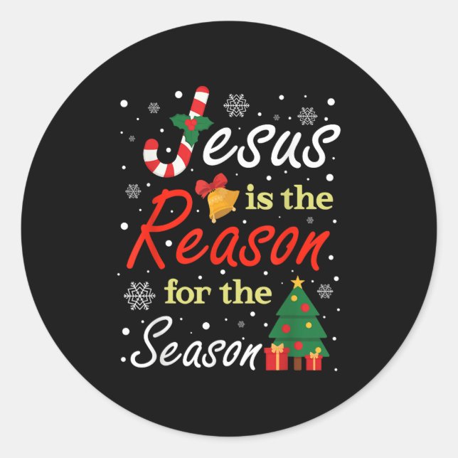 Adesivo Redondo Xmas Jesus Is The Reason For The Season Christmas  (Frente)