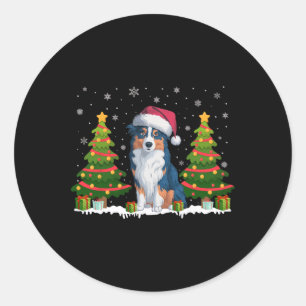 Adesivo Redondo Xmas lança Papais noeis de cães pastores australia