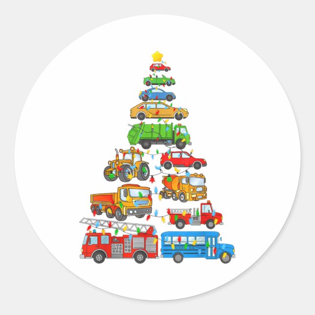 Adesivo Redondo Xmas Light Christmas Tree, Funny Xmas Boys Kids To (Frente)