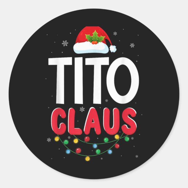 Adesivo Redondo Xmas Light Tito Santa Claus Christmas Matching Cos (Frente)