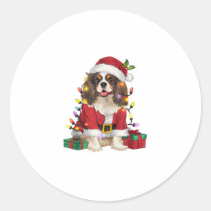 Adesivo Redondo Xmas Lighting Cavalier King Charles Spaniel Dog Ch