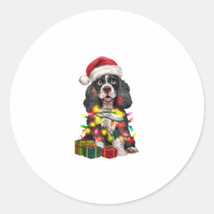 Adesivo Redondo Xmas Lighting Santa Hat Alaskan Malamute Dog Chris