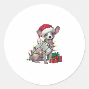 Adesivo Redondo Xmas Lighting Santa Hat mexicana Hairless Dogs Chr