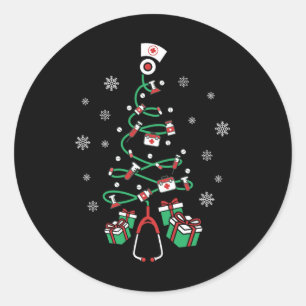 Adesivo Redondo Xmas Lpn Estetoscópio Rn Enfermagem Árvore de Nata
