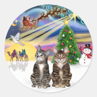 Adesivo Redondo Xmas Magic (R) - Dois Gatos Marrons