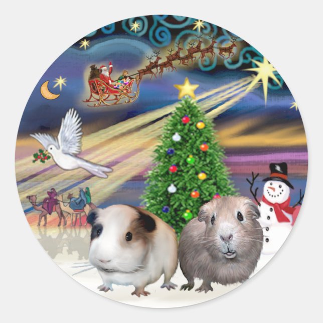 Adesivo Redondo Xmas Magic - T dois porcos guineenses (Frente)