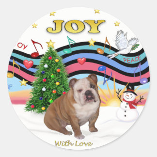 Adesivo Redondo Xmas Music (RP) - Bulldog 1 Inglês