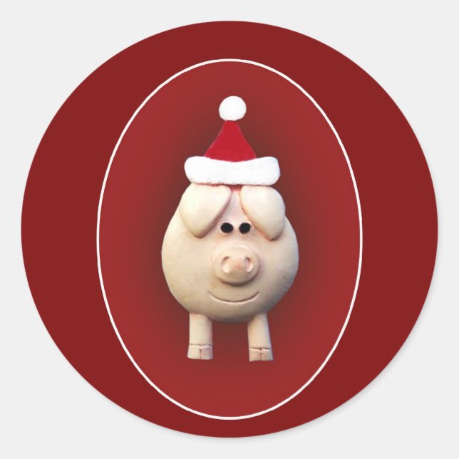 Adesivo Redondo Xmas Piggy (Frente)