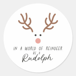 Adesivo Redondo Xmas Presente Num Mundo De Reindeer