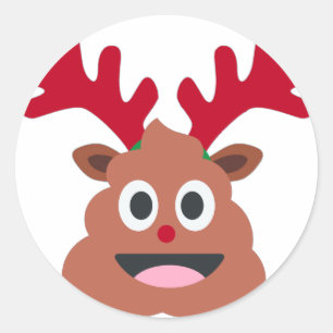 Adesivo Redondo xmas reindeer poo emoji