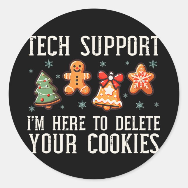 Adesivo Redondo Xmas Tech Support Christmas Cookies Women Men  (Frente)