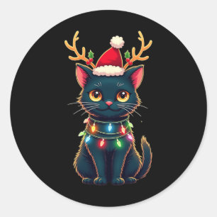 Adesivo Redondo Xmas Tee Reindeer Black Cut Luzes De Natal