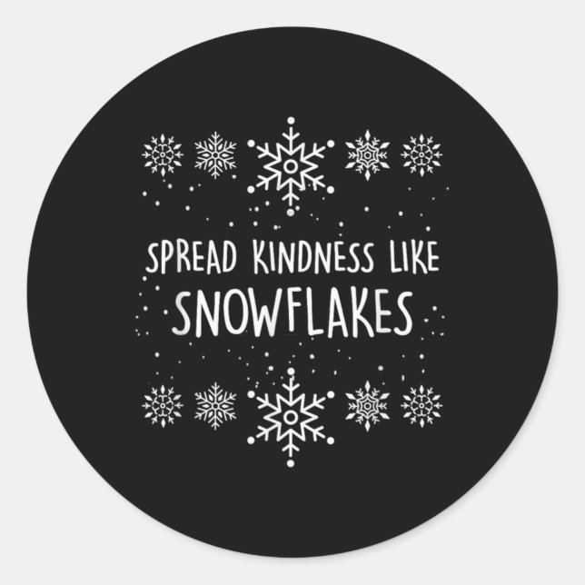 Adesivo Redondo Xmas Themed Spread Kindness Like Snowflakes Merry  (Frente)