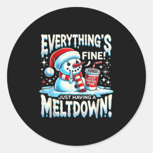 Adesivo Redondo Xmas Winter All's Fine Apenas tendo um Meltdo