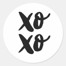 Adesivo Redondo XO XO Abraços e beijos de dia de os namorados. Bra