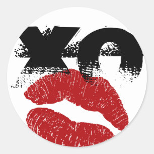 Adesivo Redondo XO XO kiss me retro Stickers / Fun Party