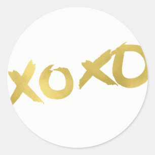 Adesivo Redondo XOXO Dourado Brilhante Moderno Falso Brilho de Fol