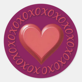 Adesivo Redondo XOXO Heart Stickers