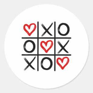 Adesivo Redondo Xoxo Hearts Namorados Hugs Kisses Tic-tac-toe Mulh