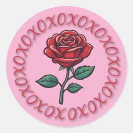 Adesivo Redondo XOXO Love Rose Stickers