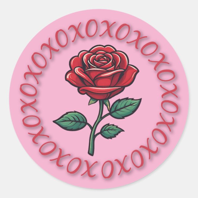 Adesivo Redondo XOXO Love Rose Stickers (Frente)