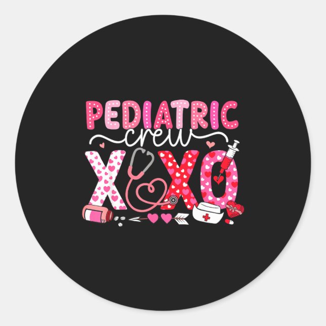 Adesivo Redondo Xoxo Nurse Pediatric Crew Nurse Valentine Leopard  (Frente)