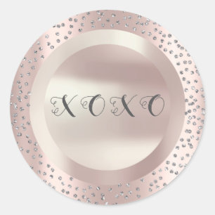 Adesivo Redondo XOXO Obrigado Cinza Pearam A Cinza De Confetti