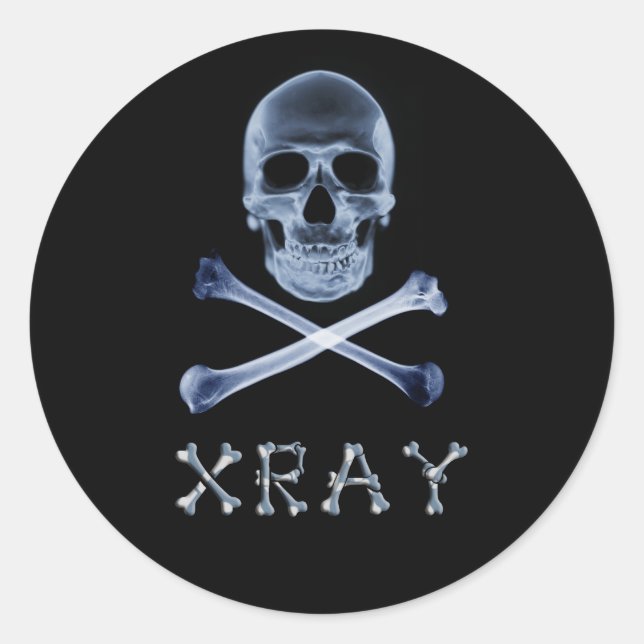 Adesivo Redondo XRAY PIRATE Flag RADIOLOGIA JOLLY ROGER (Frente)